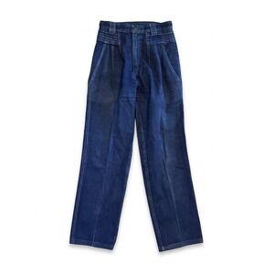 Vintage Wrangler High Rise Pleated Jeans MADE IN USA Pintuck Indigo Blue 7 x 36